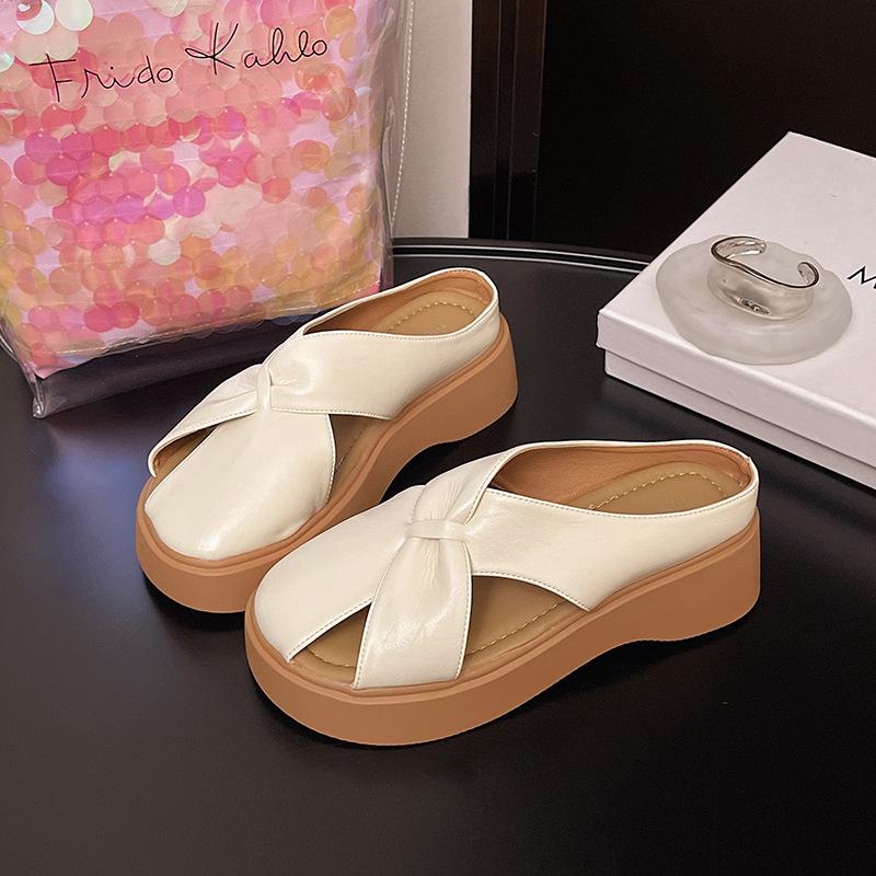 Height-increasing thick-soled Mary Jane shoes, women's new summer outer wear fashionable and versatile casual soft-soled non-slip bag head slippers