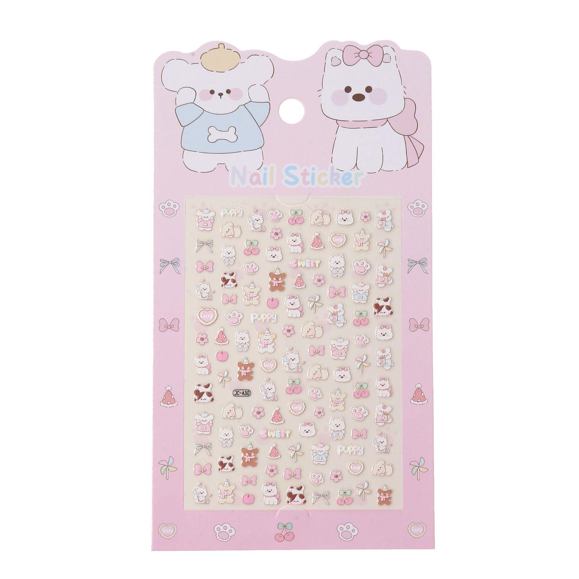 5D Embossed 3D Nail Art Stickers for Kids, Non-Toxic, Odorless, Luminous Princess Wearable Nails.