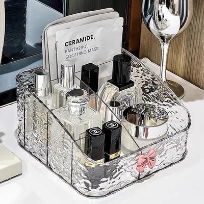 Cutie de Depozitare Cosmetice de Lux cu Valuri: Organizator trapezoidal pentru pensule de machiaj, rujuri și farduri de pleoape