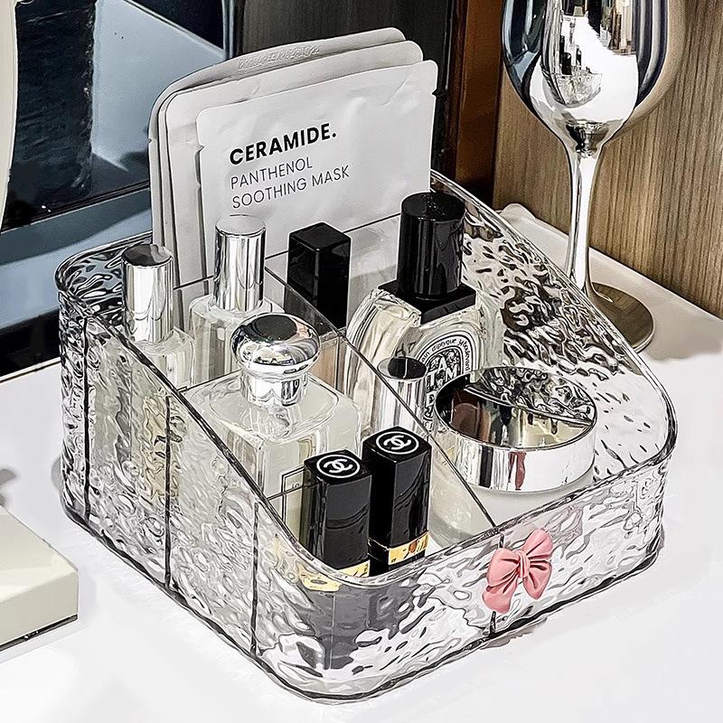 Cutie de Depozitare Cosmetice de Lux cu Valuri: Organizator trapezoidal pentru pensule de machiaj, rujuri și farduri de pleoape