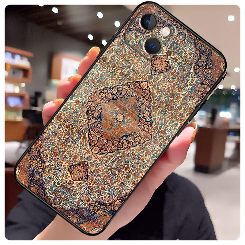 Persian Carpet Floral Pattern Back Case For iPhone 16 Pro Max 15 14 13 11 12 Pro Max mini XR 15 16 Plus 16e Phone Cover