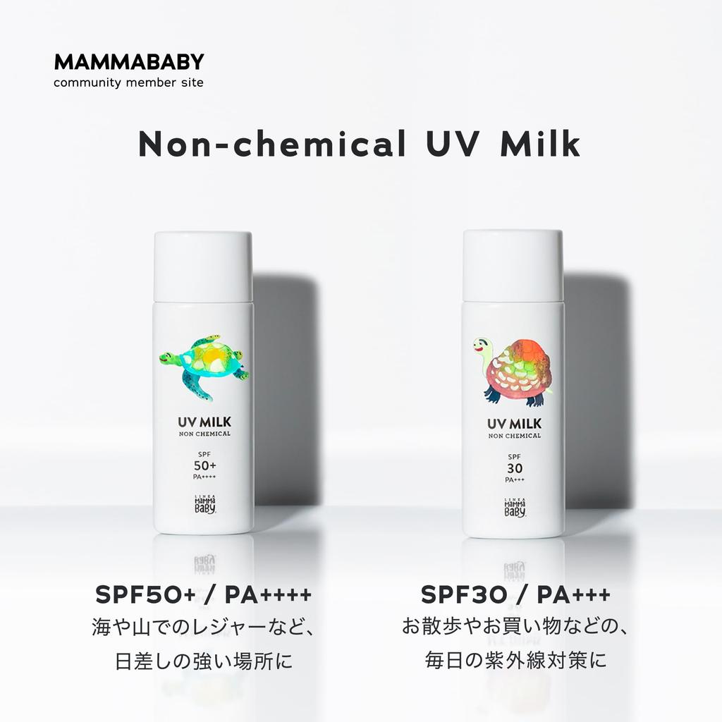 Mama Baby Non-Chemical UV Milk SPF50+ / PA++++ [100% Plant-Derived, UV-Absorber-Free, Sensitive Skin, Washes Off with Soap] 50mL
