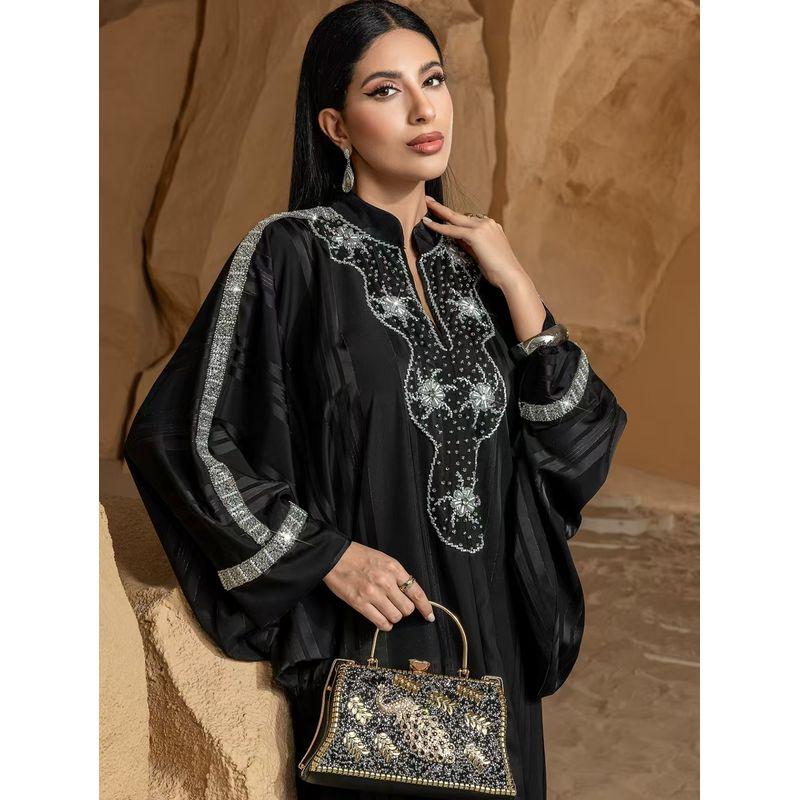 

Новое платье для вечеринки, ручная вышивка жемчугом, формальное платье, платье, расшитое бриллиантами Black S