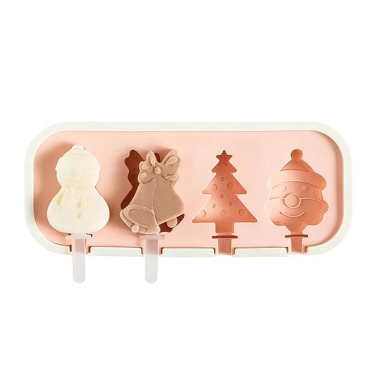 Ice Cream Mold with Anti-Spill Dust-Proof Cover Food-Grade Silicone 4 Compartments Reusable Popsicle Maker for Kids Jelly Mousse Homemade Treats