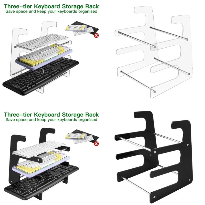 Comfortable Keyboard Stand Acrylic Keyboard Support 3-Tiers Keyboard Display Stand Desktop Organizer for Office Use
