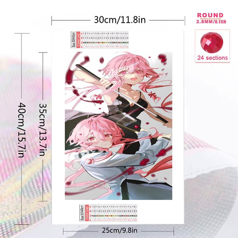 Gasai Yuno 100% Round Full Drill 5D DIY Diamond Painting Embroidery Cross Stitch Rhinestone Decor