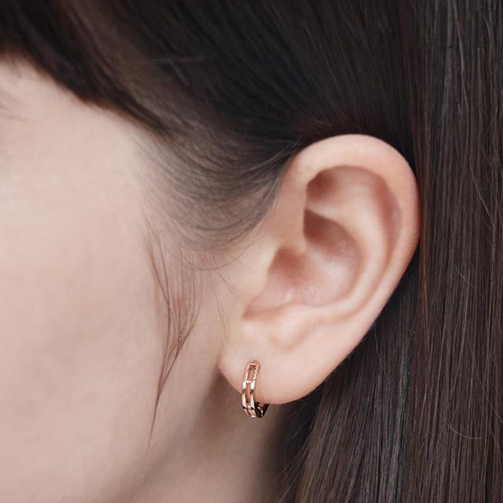 Kolczyki Pierścionki Dwu-liniowe 14K (Pozłacany) ELGPEE516