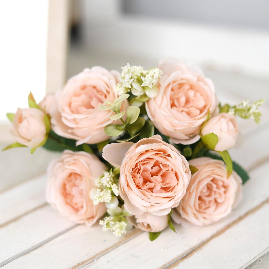 Flori Artificiale Noi Mătase Bujor Trandafir Living Acasă Grădină Decor Petrecere Nuntă Buchet Mireasă Alb Flori Falsificate Decor