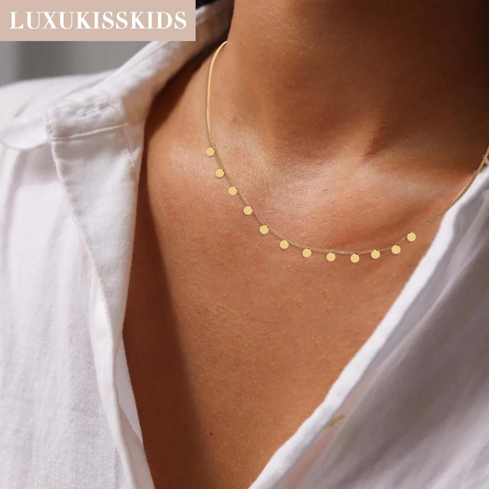 Woman Collier Golden Chains Necklaces Bohemia Star Heart Elegant Stainless Steel Jewelry Trendy