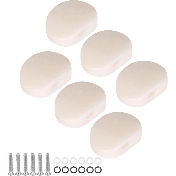 6Pcs White Guitar Tuner Acrylic Ukulele Oval Tuning Key Buttons Replacement