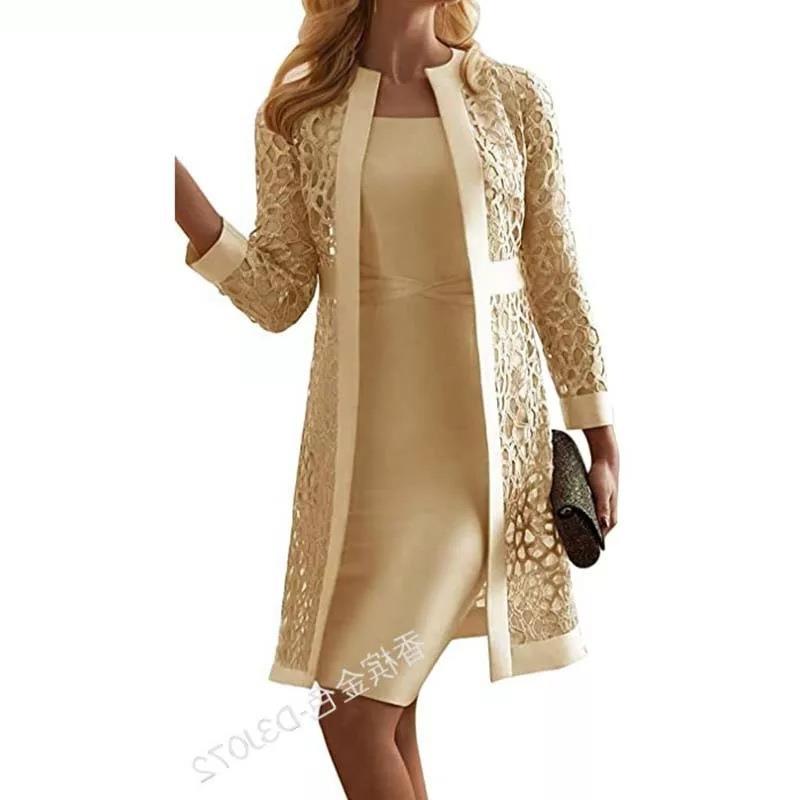 Women's Lace Cardigan Dress with Two Coats - Colorful New Design