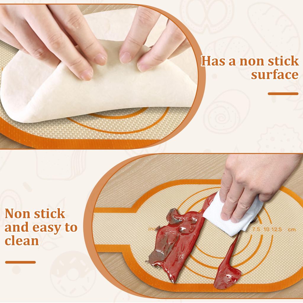 2pcs Baking Mat Dough Transfer Pad Long Handle Sling Non-Stick Bread Kneading Plate Silicone Dutch Oven Liner Kitchen Cook Tool