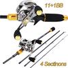 Lure Fishing Rod Combo Baitcasting Reel Freshwater Carbon Magnetic Brake 11+1BB Smooth Blue Tackle