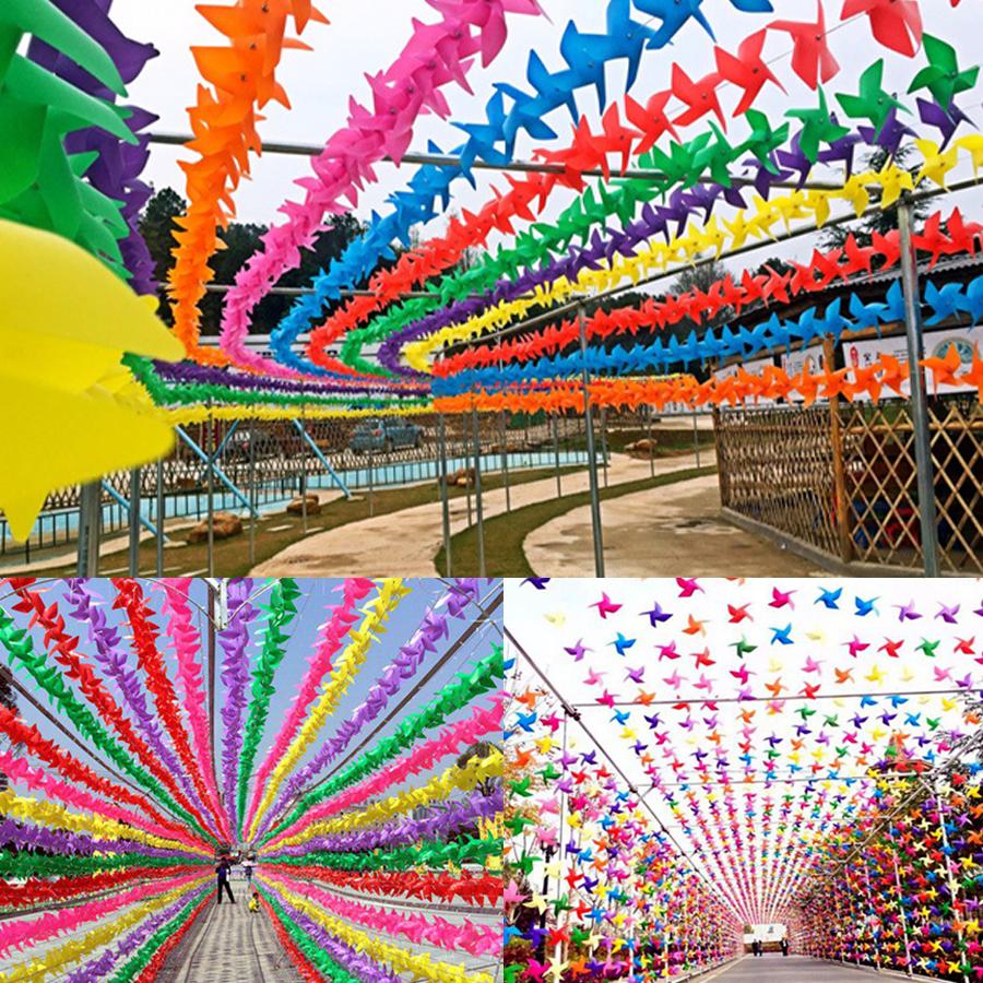 10/30/50pcs Plastic Pinwheel Outdoor Decor for Scenic Spot Wedding Party Festival Celebration Activities Atmosphere Tool XJM