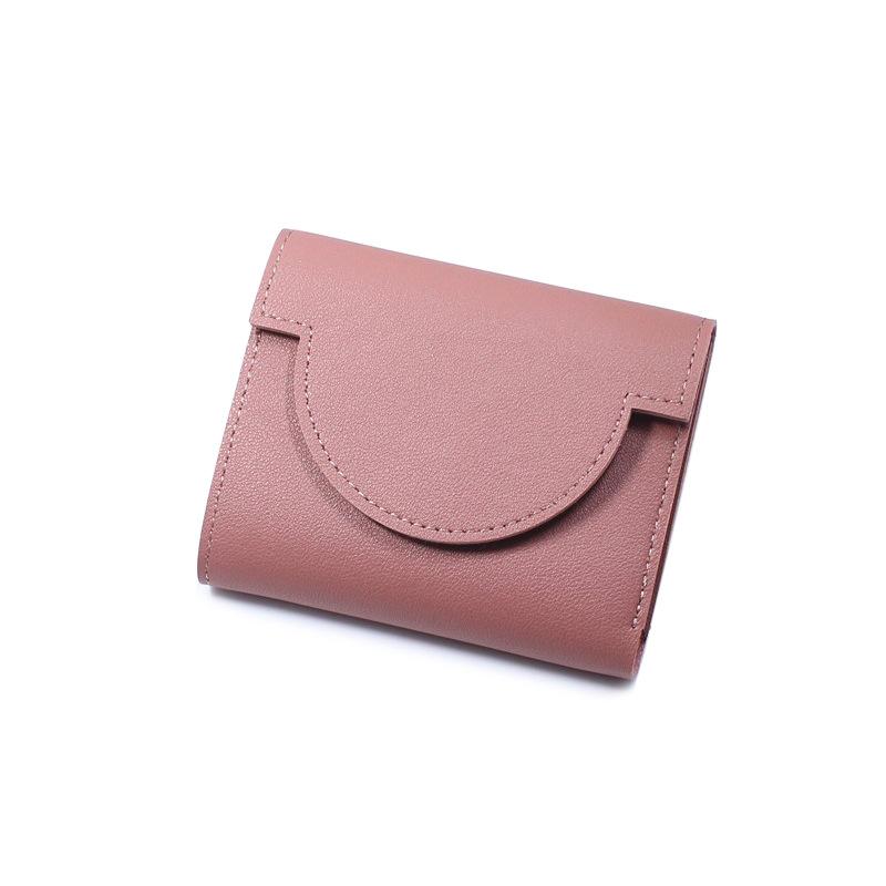 

Ultra Slim Women Wallet Tri-fold PU Leather Card Holder Mini Purse Female Coin Bag Compact Wallet Pocket Money Clip Clutch Bag темно-рожевого кольору