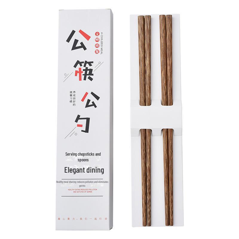 Gift Box: Natural Chicken Wing Wood Chopsticks & Spoon Set (Unpainted & Wax-Free)