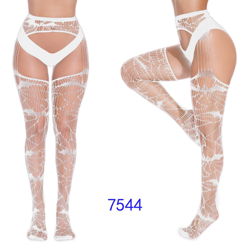 European and American Internet Celebrities Open Cut Geometric Striped Mesh Socks Sexy Trampoline Suspender Pantyhose
