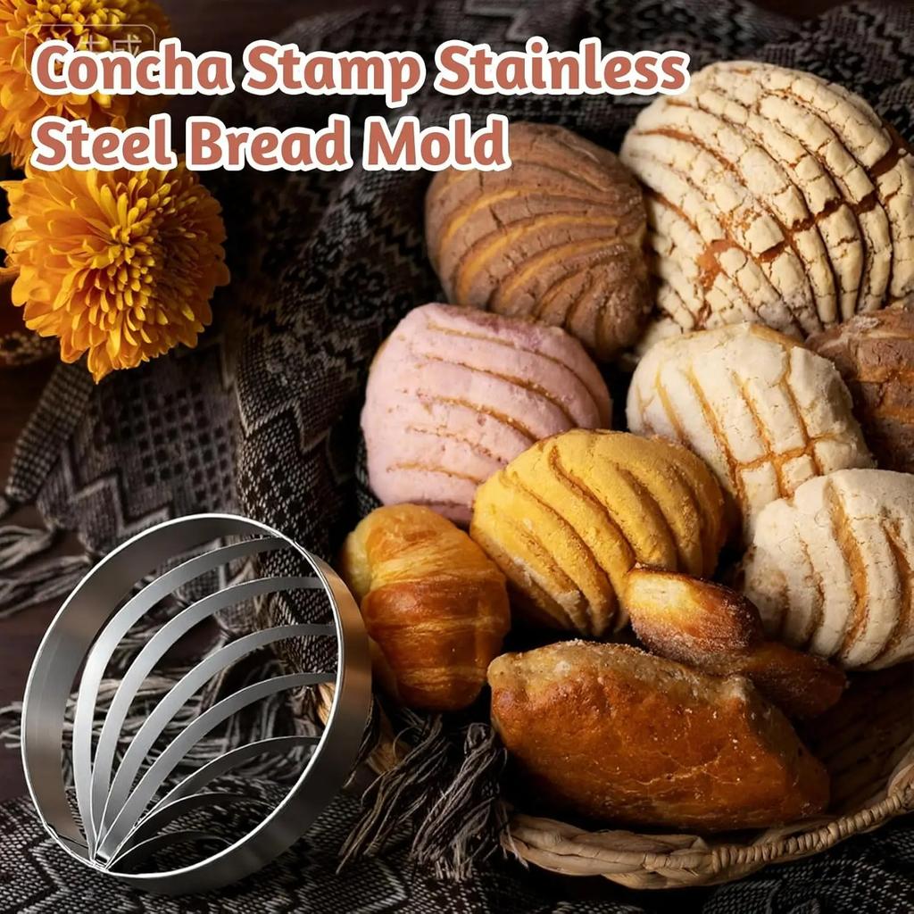 Stampo e Tagliapasta Concha Messicana in Acciaio Inossidabile da 4", Strumento per Goffratura Pane e Biscotti per Pan Dulce