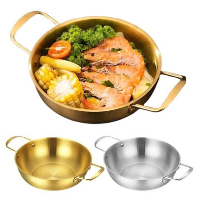 Stainless Steel Saucepan Korean Noodle Pot with Handles Rust-Proof Dry Pots Vegetables Skillet Multi-Purpose Cookware for Seafood Soup Pasta