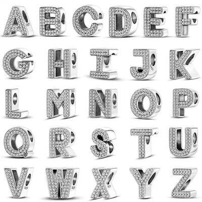 A-Z 26 English Letters Charms Beads Fit Bracelets Bangle Necklace For Women Original Luxury Diy Jewelry Party Festival Gifts