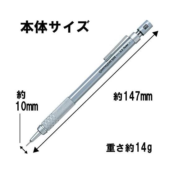 Pentel GraphGear 500 Mechanical Pencil, 0.5mm, Silver