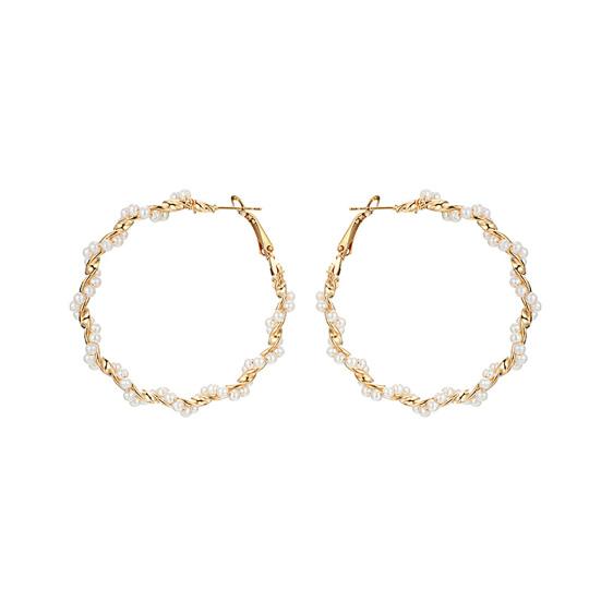 

Серьги-пусеты Спиральные Круглые Искусственный Жемчуг Новая Мода Большие Серьги-Кольца для Вечеринки белый