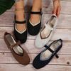 Flat Single Shoe Large Size Flying Weaving Round Toe Shallow Single Shoe Women's Breathable Color Matching