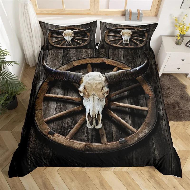 Oksekranie Dynetrekk King Western Cowboy Sengetøy Sett Gårdshus Hatt Sko Dyne Trekk Mikrofiber Kaktus Ørken Dynetrekk