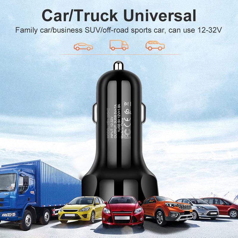 7A 3USB QC3.0 Car Charger Fast Charging 3 Ports For iPhone For Samsung Mobile Phone Car Charger Adapter For Car Use Charger