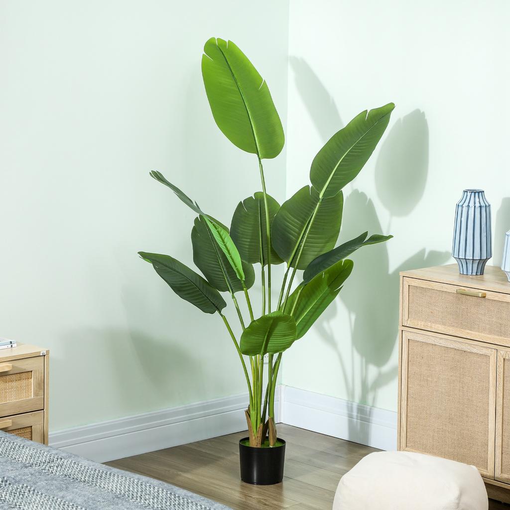Indoor Artificial Plant 160 Cm, Artificial Tree with Plastic Pot and Flocked Soil, Green
