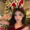 Christmas Red Antler & Cartoon Bear Rabbit Ears Headband for Women & Children