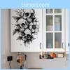 Modern Minimalist Pvc Black And White Skull Flower Wall Sticker For Halloween Living Room And Bedroom Decor