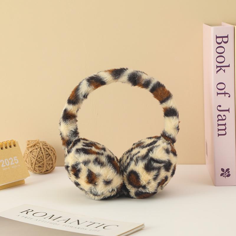 Winter Korean Style Leopard Print Plush Ear Muffs - Soft, Warm, Versatile Ear Protection and Windproof Ear Covers.