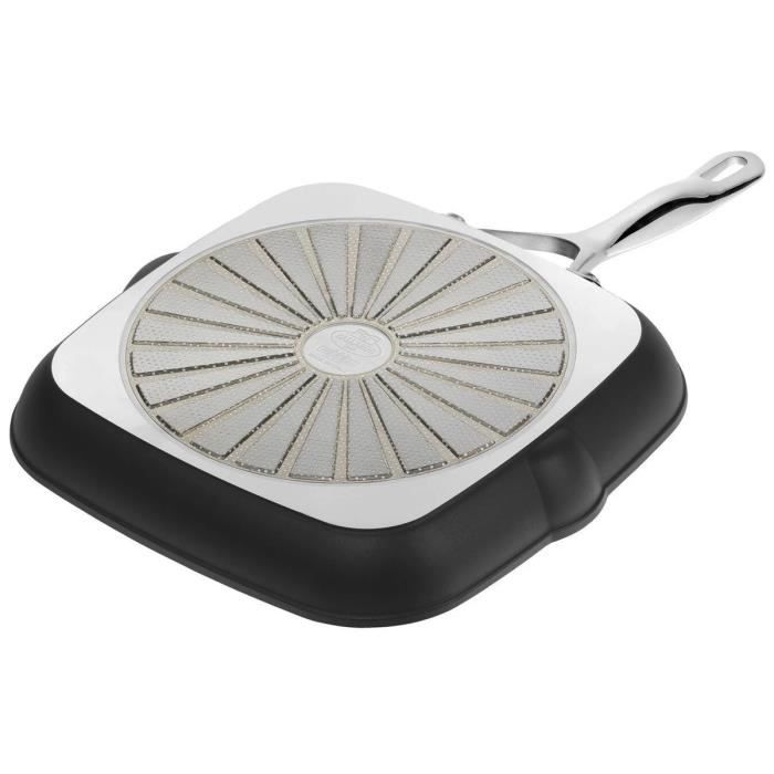 BALLARINI Alba - Poêle Grill Antiadhésive 28 x 28 cm, Aluminium, Noir