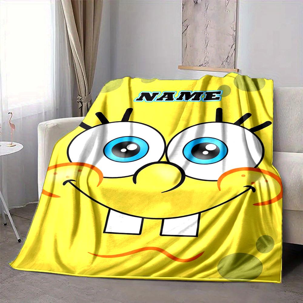 Custom 1pc Spongebob Squarepants Theme Blanket, Soft And Comfortable Blanket, Casual Warm, Camping Travel Blanket, Birthday Gift Q913168