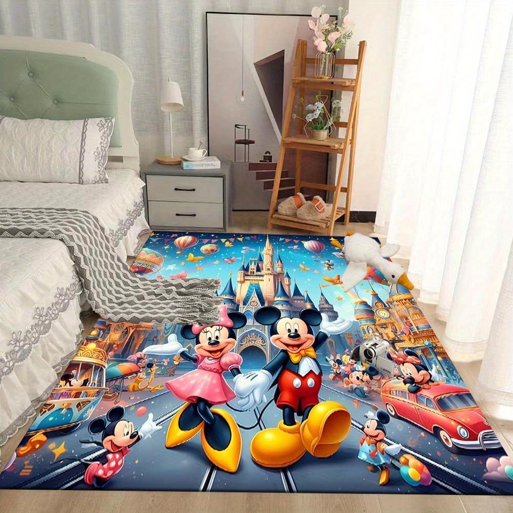 1 ks Koberec s motivem Mickey Mouse a Minnie, Kusový koberec, Ložnice a Herní pokoj, Odolný, Odolný proti skvrnám a Snadno čistitelný, Obývací pokoj
