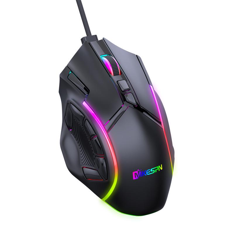 High-Speed 12800DPI RGB Gaming Mouse with 12-Key Macro Definition