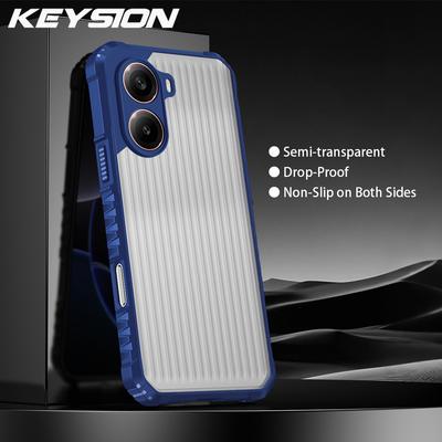 KEYSION Odolný nárazuvzdorný kryt na telefón pre Xiaomi POCO X7 Pro Mäkký silikón + PC Priehľadný matný zadný kryt pre Redmi Turbo 4
