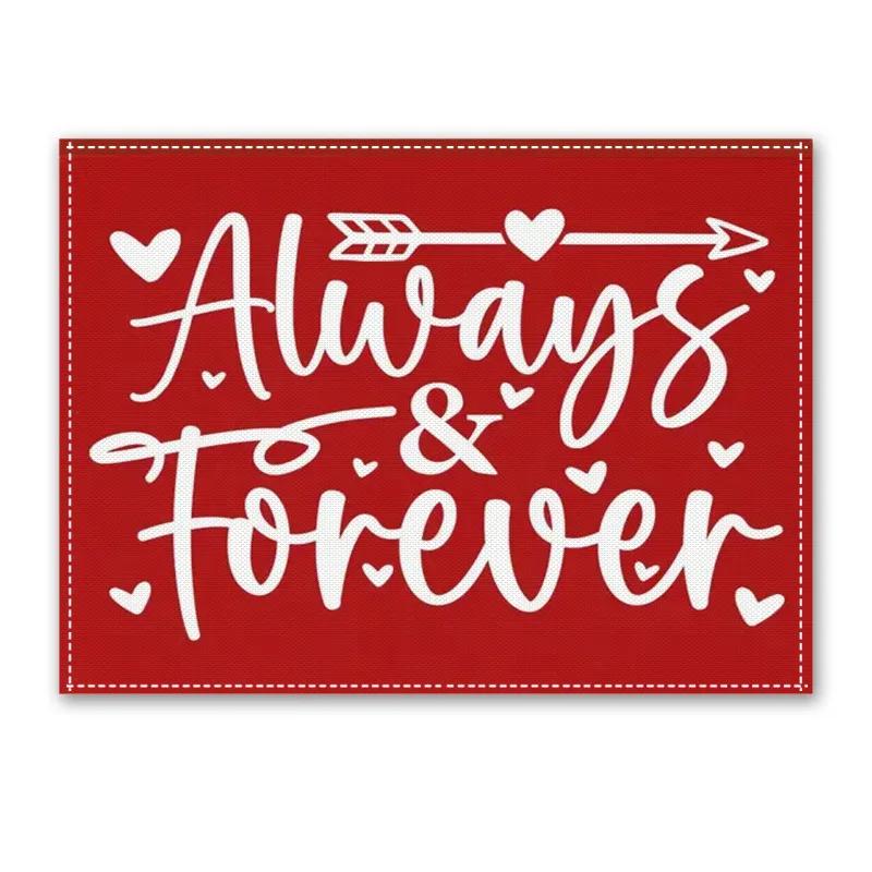 1PC Heart Placemat Dining Table Decor Linen Tableware Coaster Kitchen Accessories For Valentine's Day Couple Confession Lover