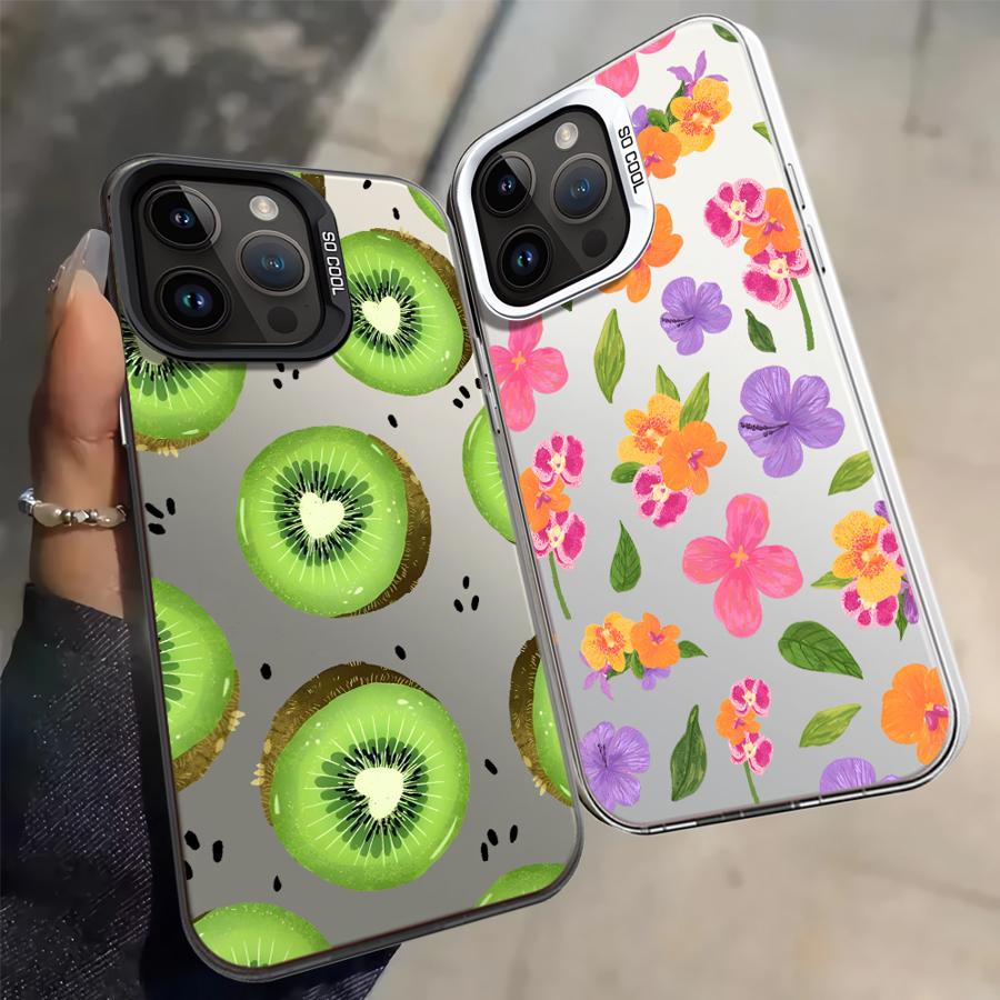 Case for iPhone 17 Pro Max 15 Plus Air 13 Pro 14 12 16 11 XR XS Back Phone Cover Fruit Flowers