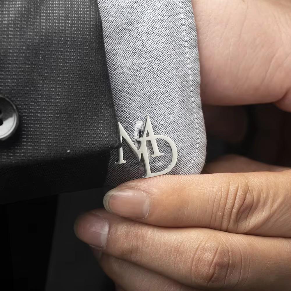Custom Double-Letter Cufflinks for Men's French Shirts - Groom Wedding Accessory
