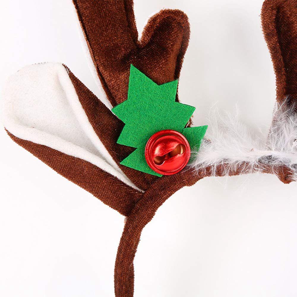 Bow Reindeer Bells Female Plush Hair Hoop Antlers Headband Christmas Decoration Christmas Headband