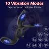 Vibrator for par 3 i 1 Vibrerende penisring med 10 moduser Menns penisvibratorer Perineum G-punkt Klitorisstimulator for kvinner Voksenseksleketøy