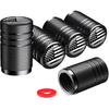 Tire Valve Stem Caps Tire Valve Covers Valve Stem Covers Black 5 pcs/Pack Anodized Aluminum Tire Valve Cap Set Corrosion Resistant Universal Stem