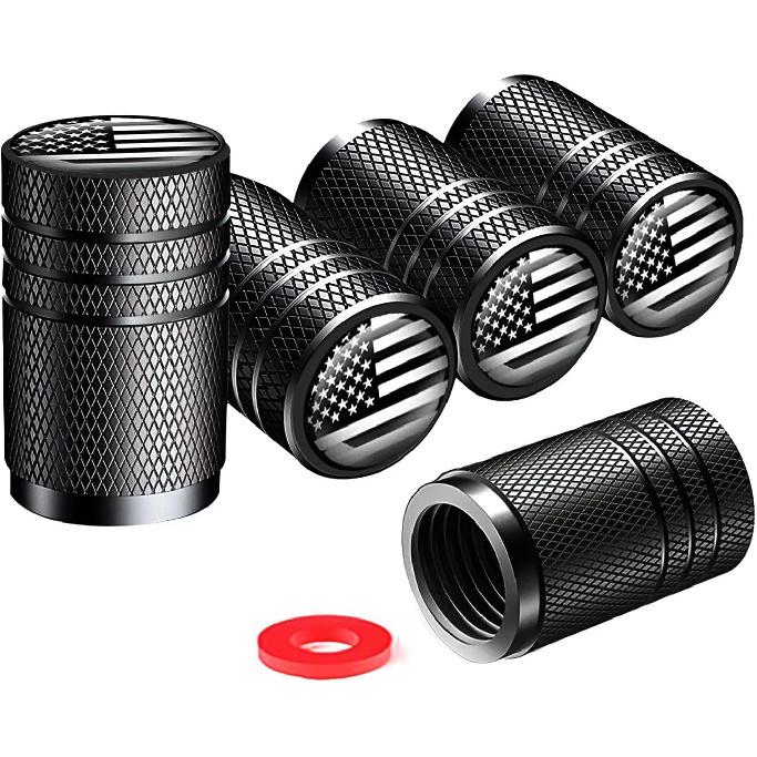 Tire Valve Stem Caps tire Valve Covers Valve stem Covers Black 5 pcs/Pack Anodized Aluminum Tire Valve Cap Set Corrosion Resistant Universal Stem