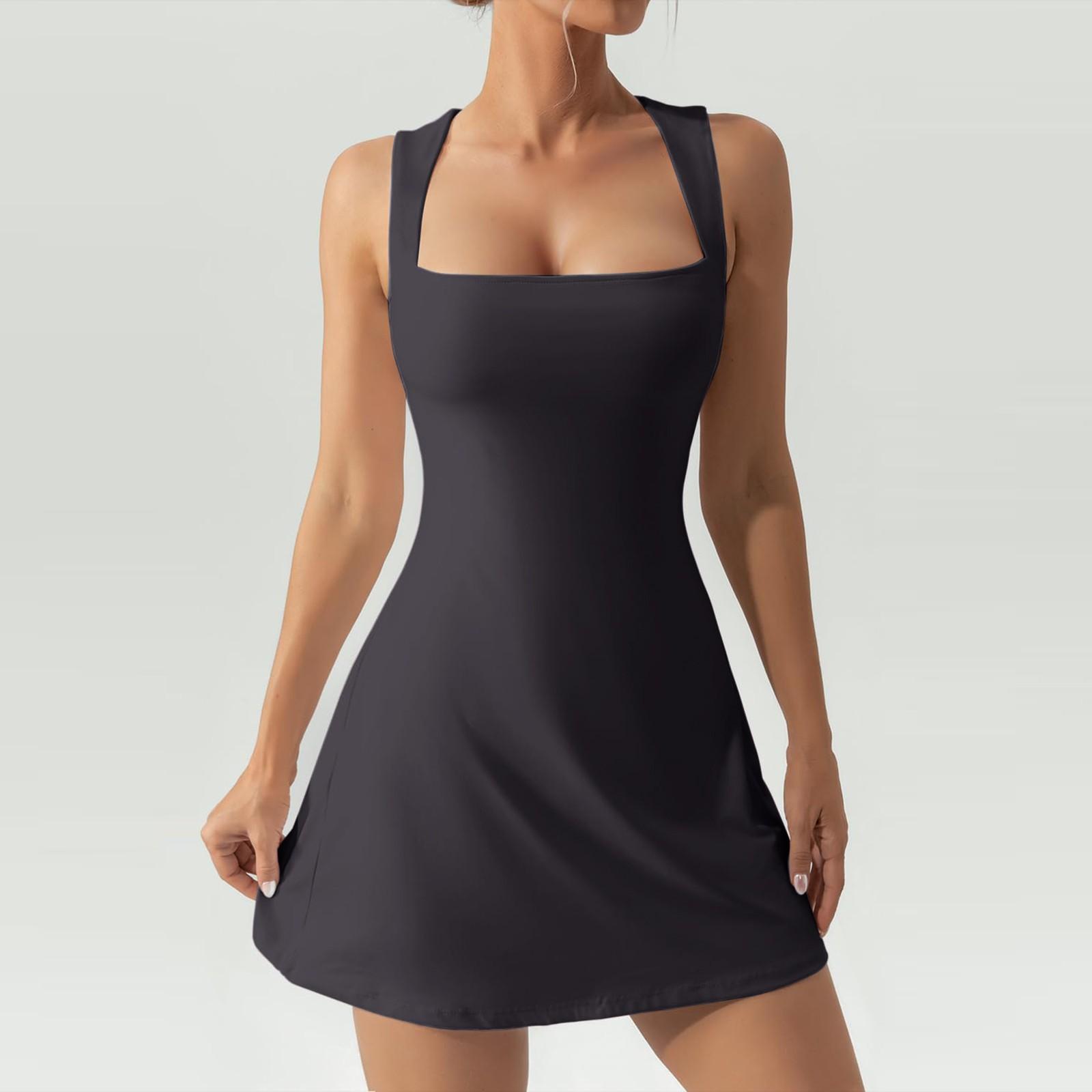 

Женское платье с лифом и квадратным вырезом без рукавов, майка, эластичные платья S