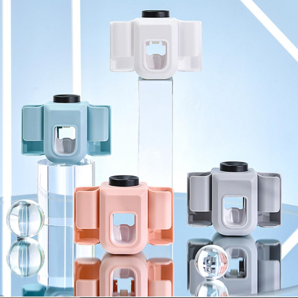 Creative nástěnný automatický dávkovač zubní pasty Držák zubního kartáčku Vytlačovač zubní pasty pro rodinnou sprchovou koupelnu