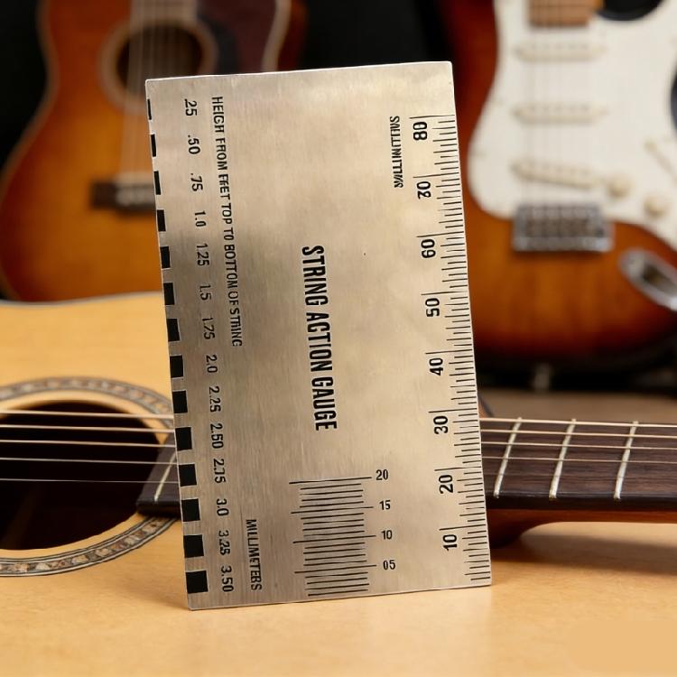 Multifunktionales Gitarrensaitenhöhenmessgerät Instrumentenwartungslineal Geeignet für das Üben zu Hause Professionelle Einstellung