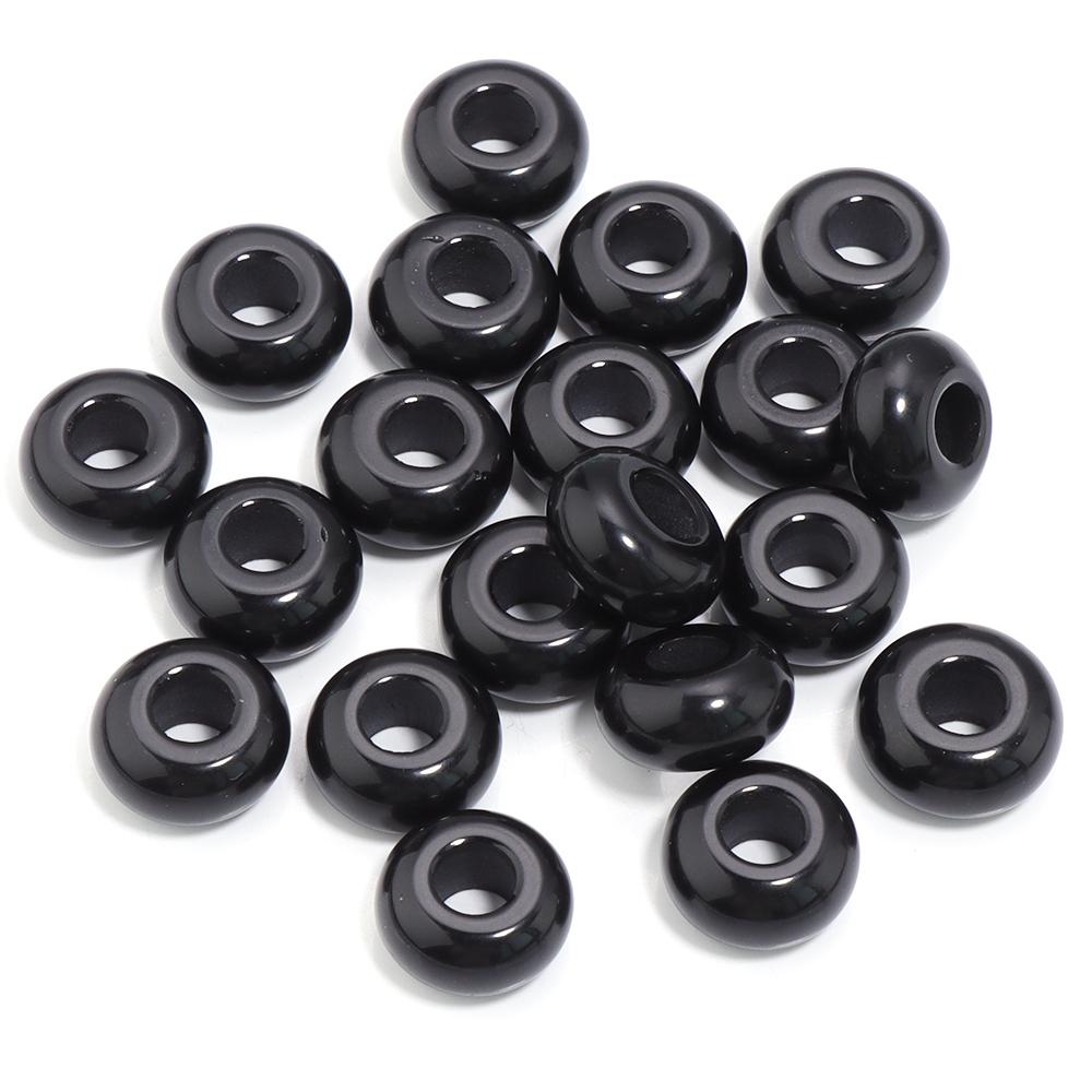 6pcs 14x8mm Natural Stone Beads Amethyst Tiger Eye Agate Jade Abacus Shape Big Hole Loose Beads for Jewelry Making DIY Bracelets