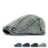 Retro Denim Beret Hat, British Literary Newsboy Forward Hat, Japanese Solid Color Washed Old Duckbill Hat, Adjustable